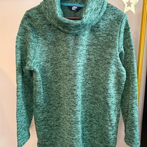 Lands’ End Green Cowl Neck Sweater Size L Soft Cozy Classic